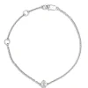 Adjustable Bracelet with Pear Shaped Diamond Station, 14K White Gold Outlet
