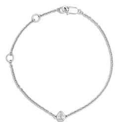 Adjustable Bracelet with Pear Shaped Diamond Station, 14K White Gold Outlet
