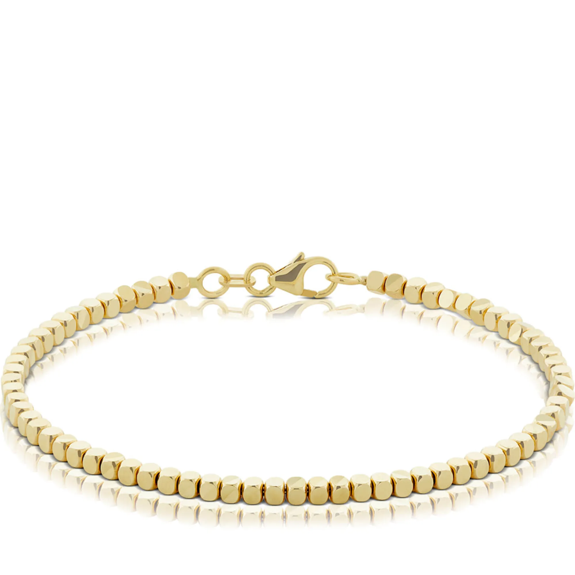 Adjustable Diamond Cut Bead Bracelet 14K New