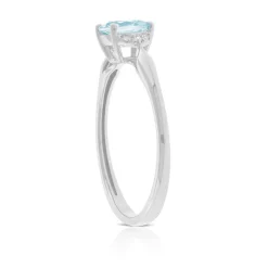 Aquamarine & Diamond Ring 14K Hot