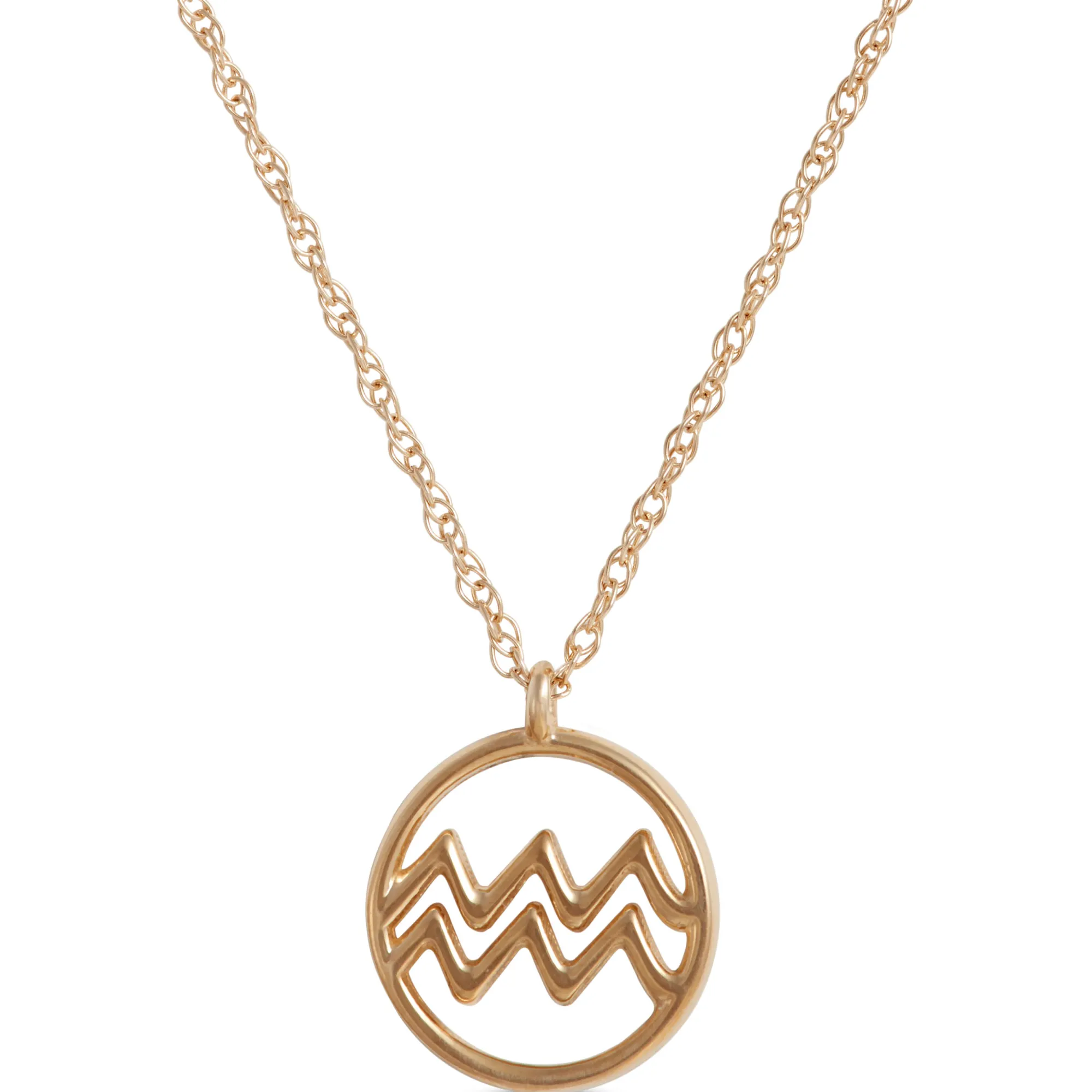Aquarius Zodiac Sign Pendant Necklace, 14K Yellow Gold Online