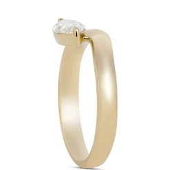 Asymmetrical Solitaire Oval Diamond Engagement Ring, 14K Yellow Gold Sale