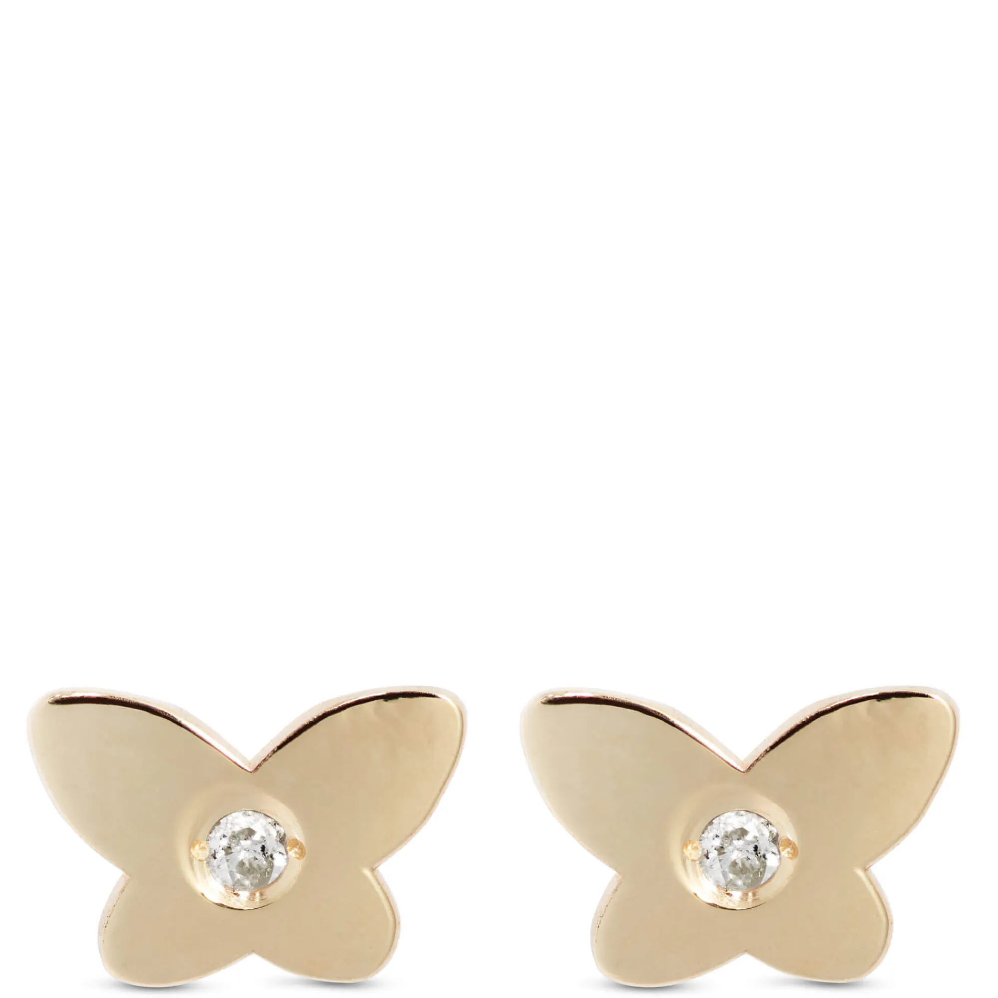 Baby Butterfly Shaped Earrings, 14K Yellow Gold Discount