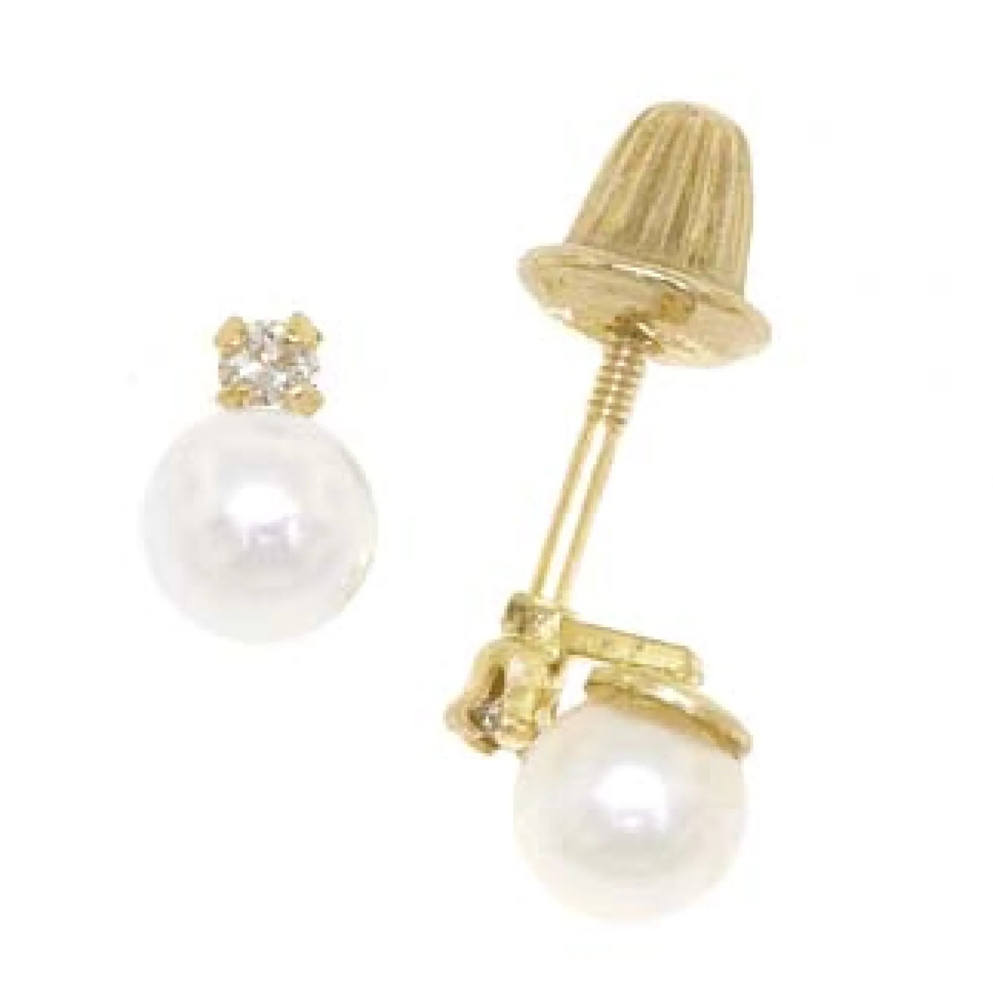 Baby Freshwater Cultured Pearl & Diamond Earrings 14K Online