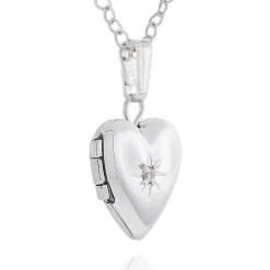 Baby Heart Diamond Locket in Sterling Silver Hot