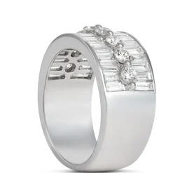 Baguette and Round Diamond Ring, 14K White Gold Best