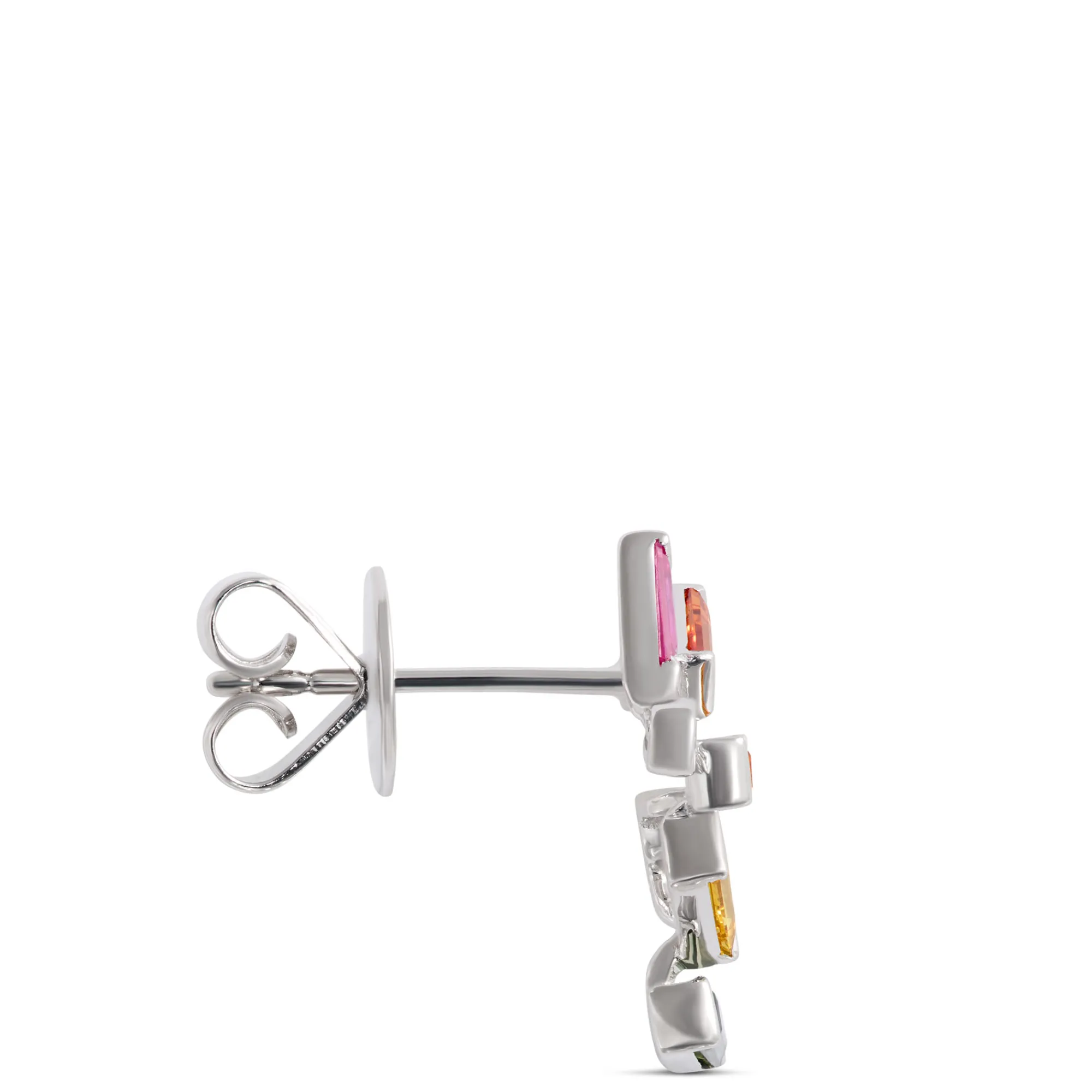 Baguette Rainbow Sapphire Earrings, 14k White Gold Best