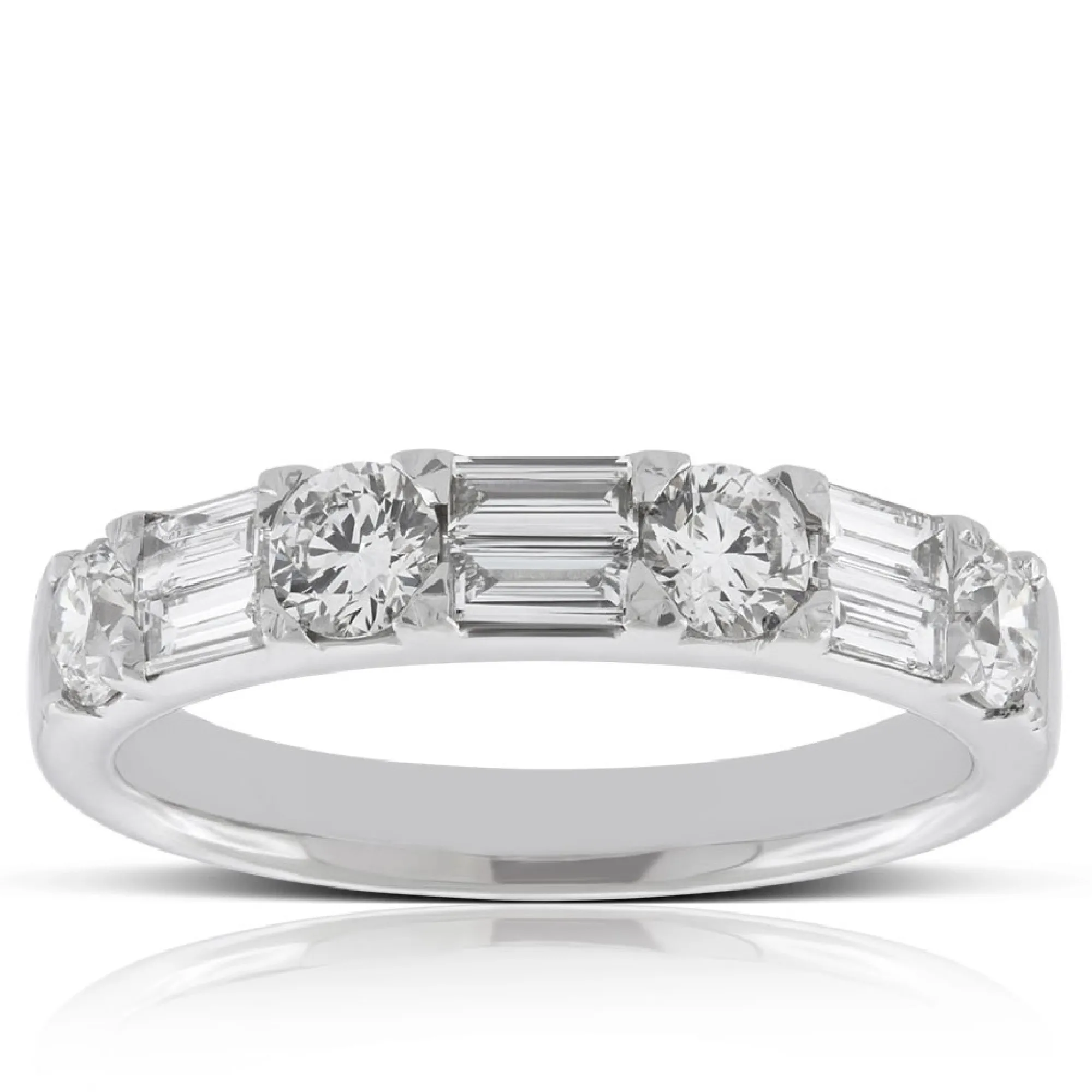 Baguette & Round Cut Diamond Wedding Band 14K Clearance