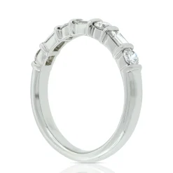 Baguette & Round Diamond Ring in Platinum, 3/4 ctw.