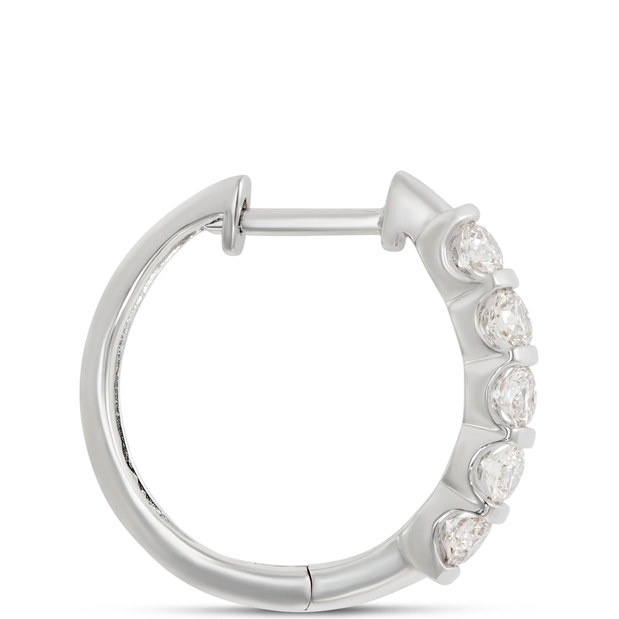 Bar Set Diamond Hoops, 14K White Gold Best
