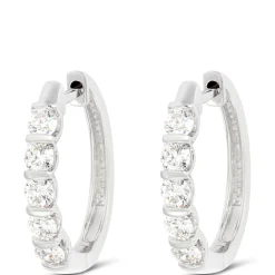 Bar Set Diamond Hoops, 14K White Gold Best