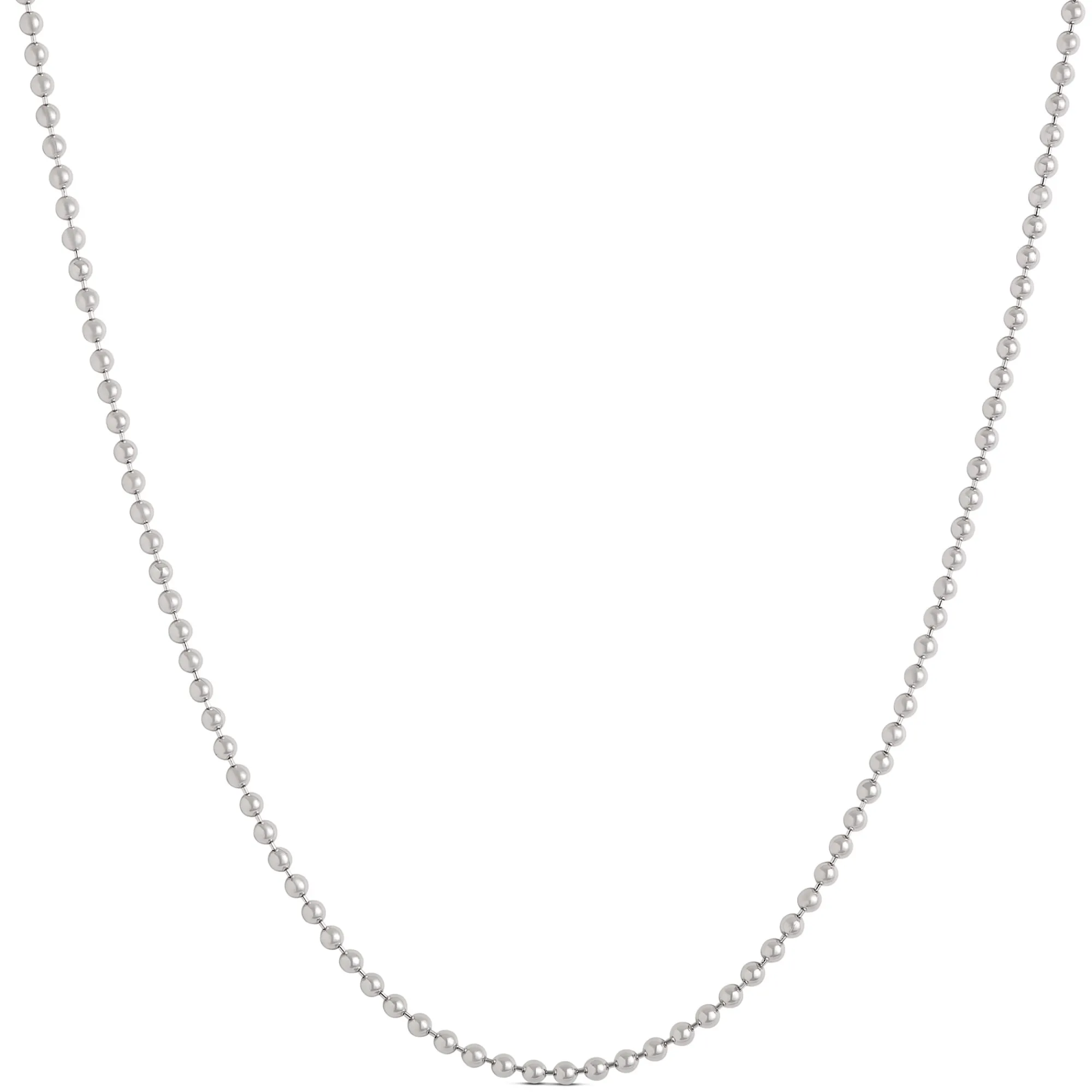Bead Chain, 18-Inches, 14K White Gold