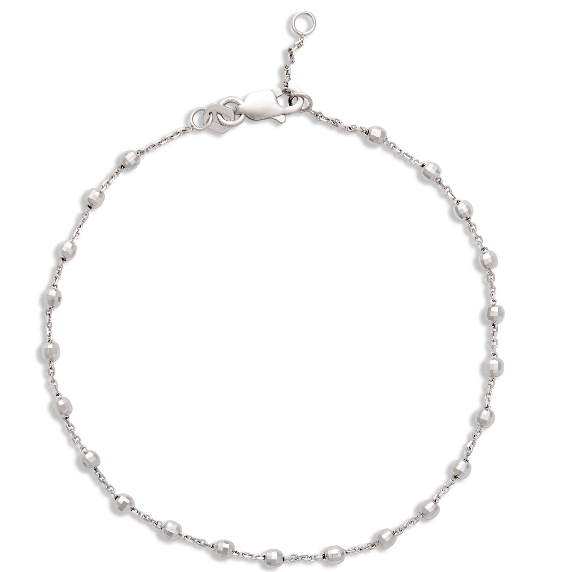 Beaded Station Bracelet, 14K White Gold Outlet