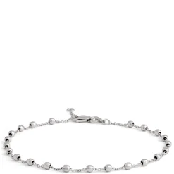 Beaded Station Bracelet, 14K White Gold Outlet