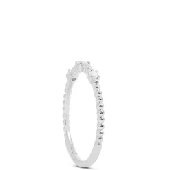 Beaded Three Diamond Band, 14K White Gold Hot