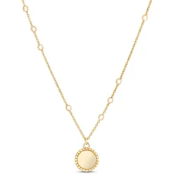 Bead Frame Pendant Necklace with Bead Stations, 14K Yellow Gold Sale