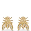 Bee Shaped Diamond Cluster Earrings, 14K Yellow Gold Outlet