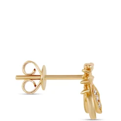 Bee Shaped Diamond Cluster Earrings, 14K Yellow Gold Outlet