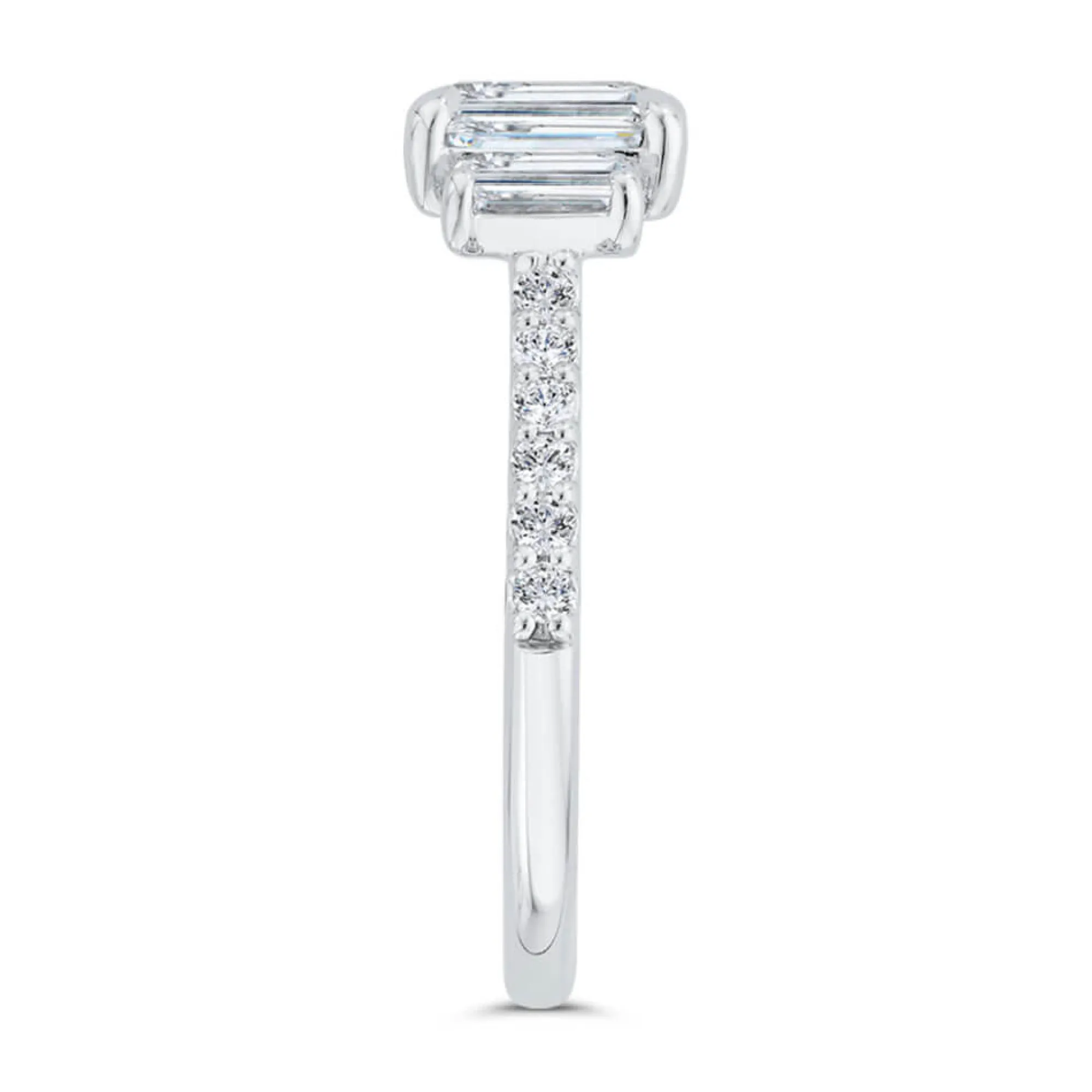 Bella Ponte 3-Stone Emerald Cut Diamond Engagement Ring 14K Best