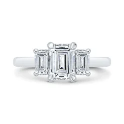 Bella Ponte 3-Stone Emerald Cut Diamond Engagement Ring in Platinum