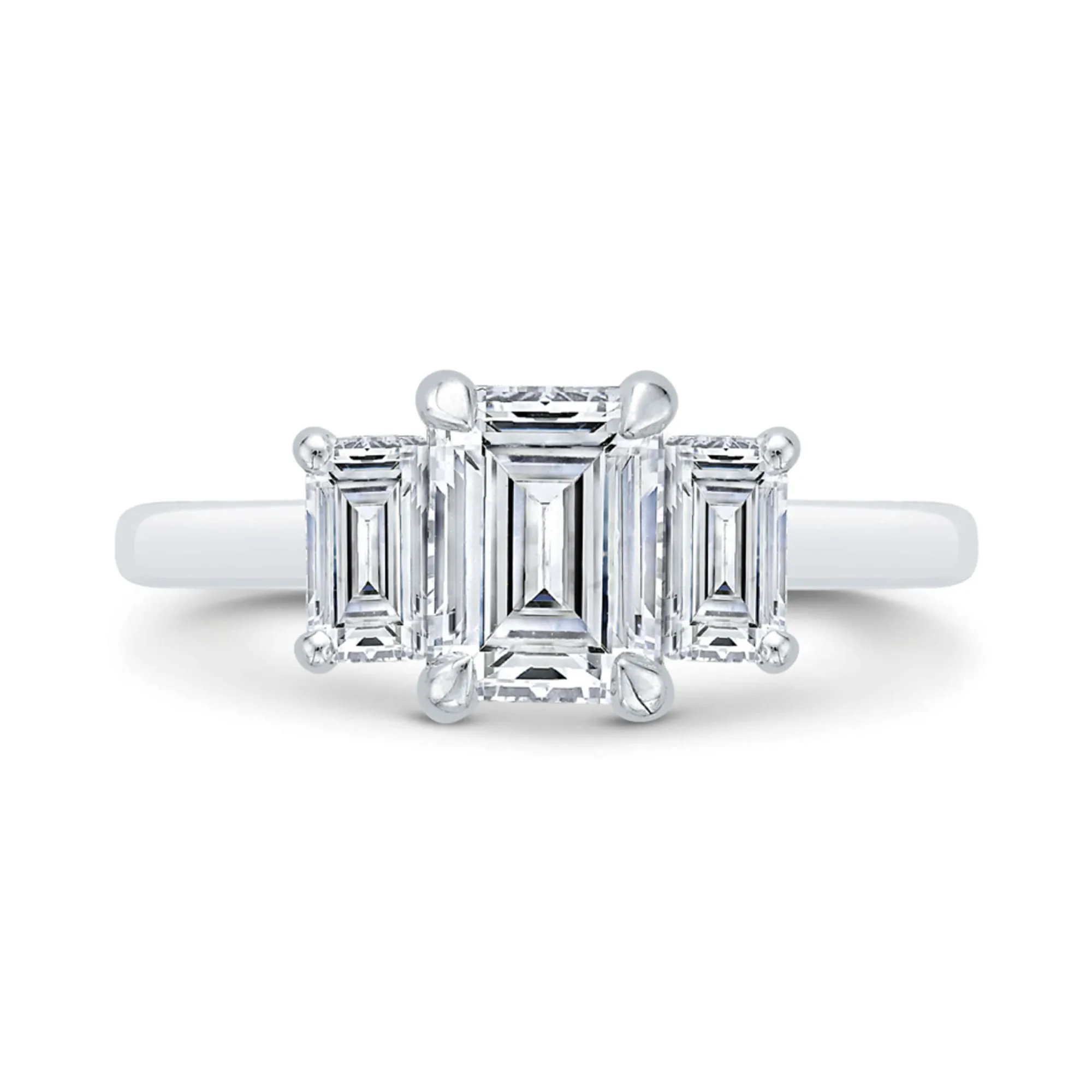 Bella Ponte 3-Stone Emerald Cut Diamond Engagement Ring in Platinum