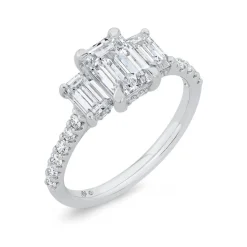 Bella Ponte 3-Stone Emerald Cut Diamond Engagement Ring, 14K White Gold Best