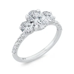Bella Ponte 3-Stone Oval Diamond Engagement Ring 14K Clearance