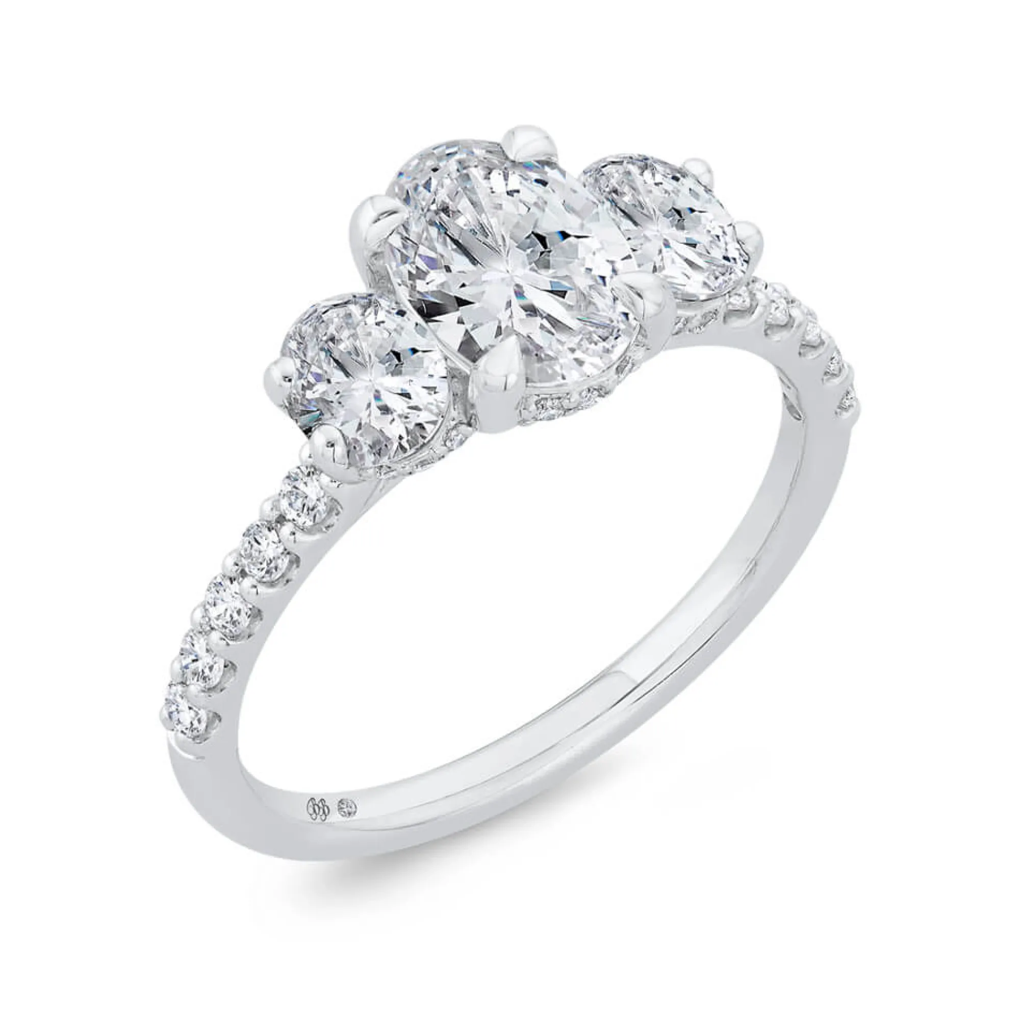 Bella Ponte 3-Stone Oval Diamond Engagement Ring 14K Clearance