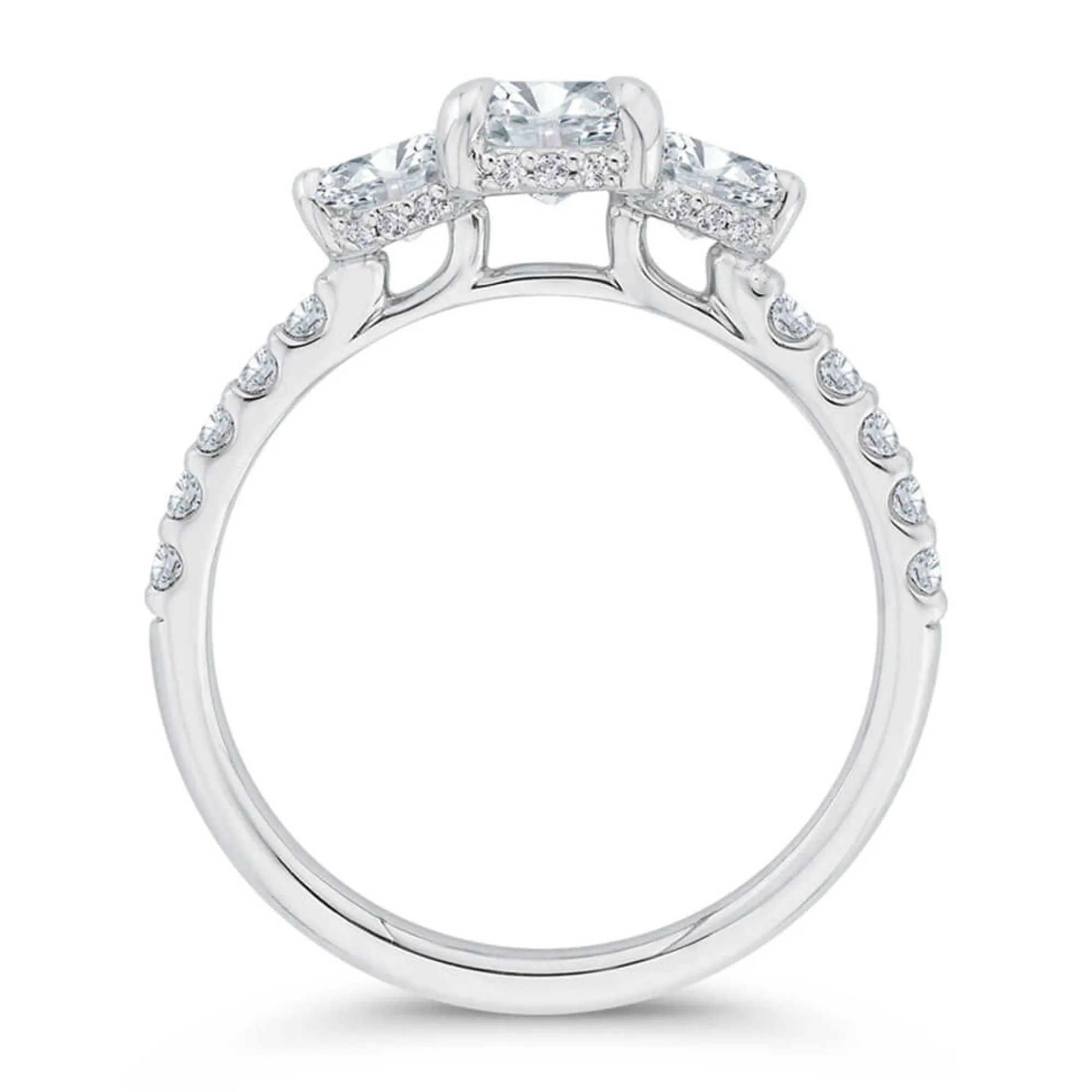 Bella Ponte 3-Stone Oval Diamond Engagement Ring 14K Clearance