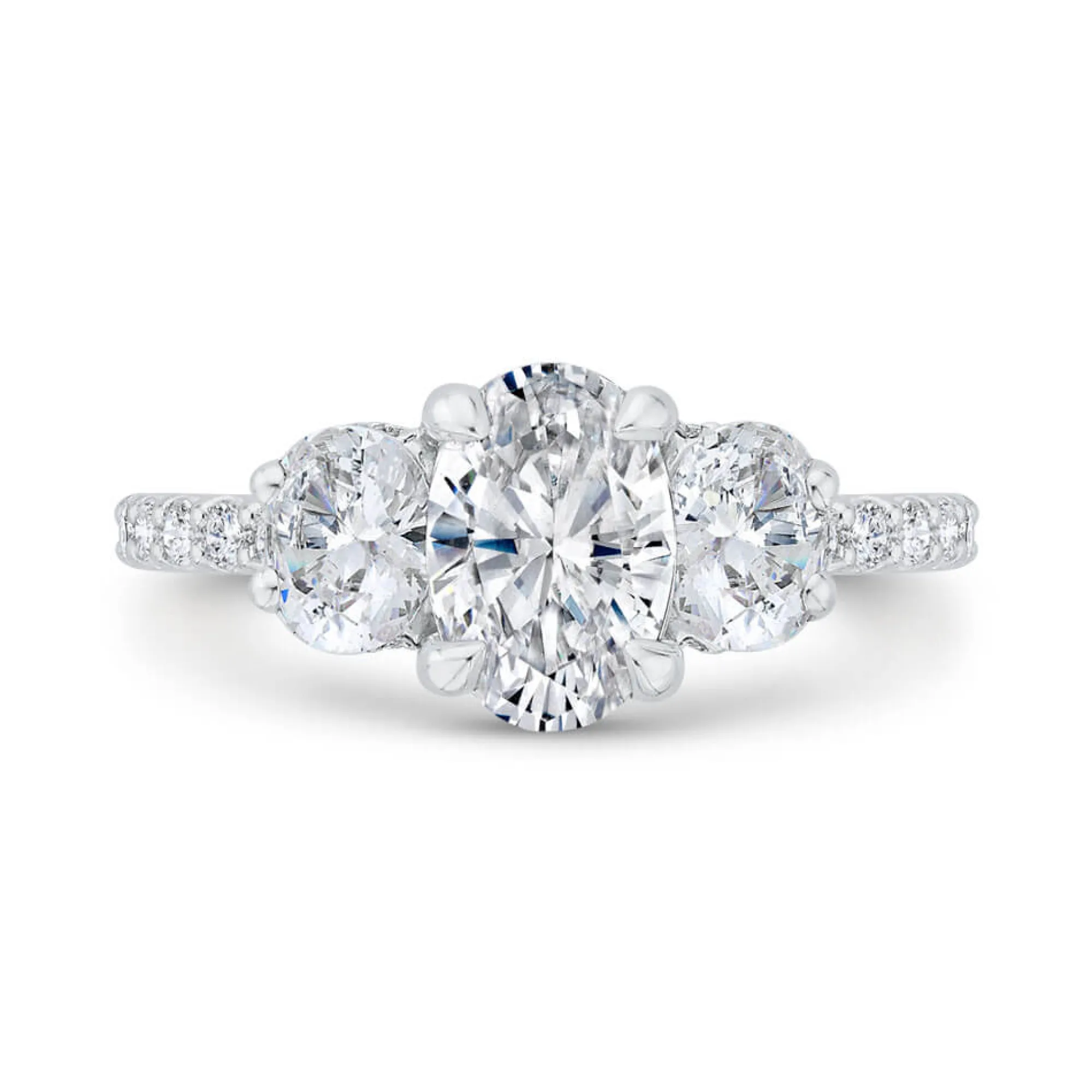 Bella Ponte 3-Stone Oval Diamond Engagement Ring 14K Clearance