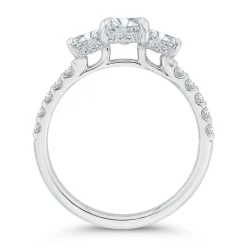 Bella Ponte 3-Stone Oval Diamond Engagement Ring, 14K White Gold