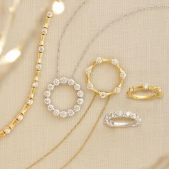 Signature Ben Bridge Circle Diamond Pendant Necklace, 18K Yellow Gold Clearance