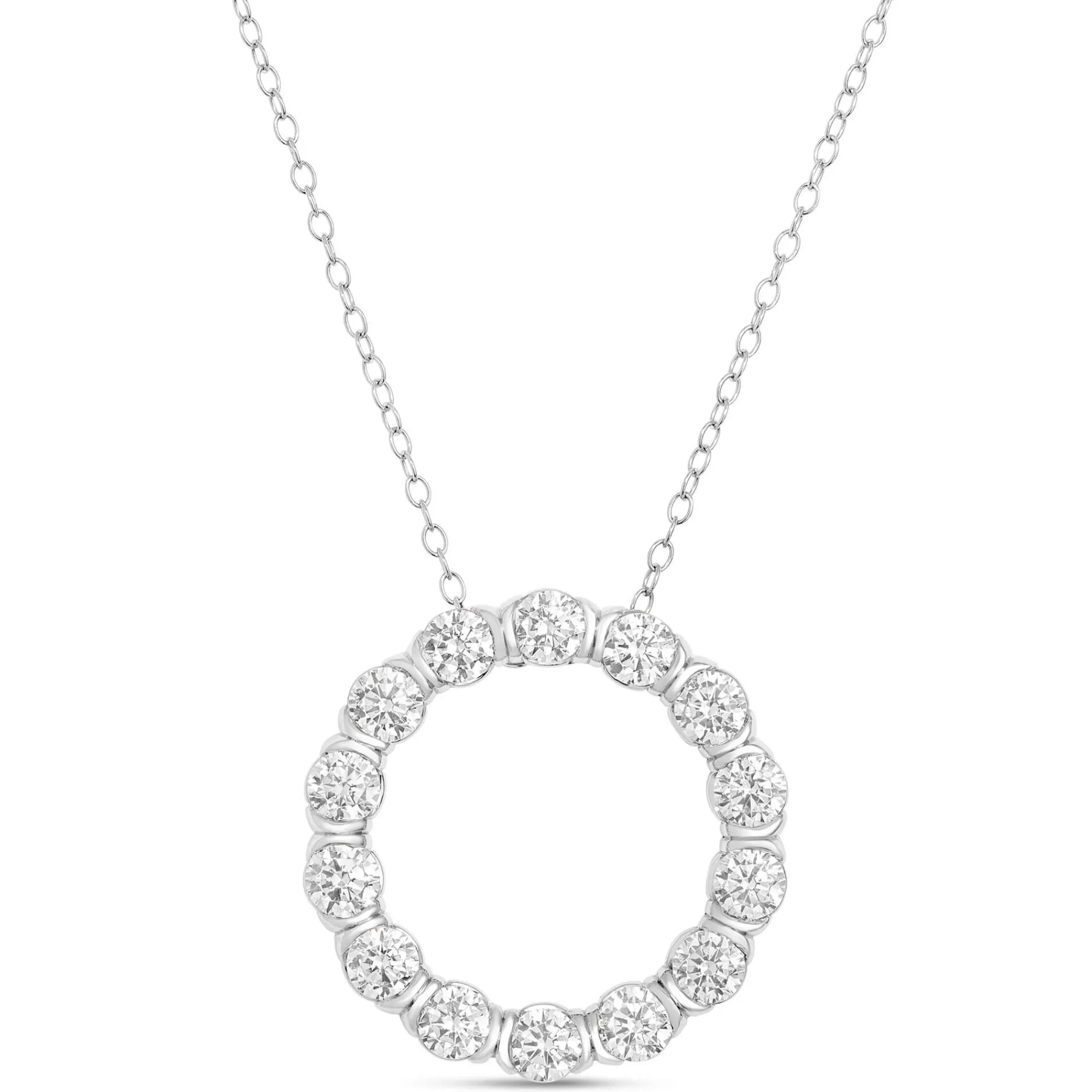 Signature Ben Bridge Circle Pendant Diamond and Platinum Necklace New