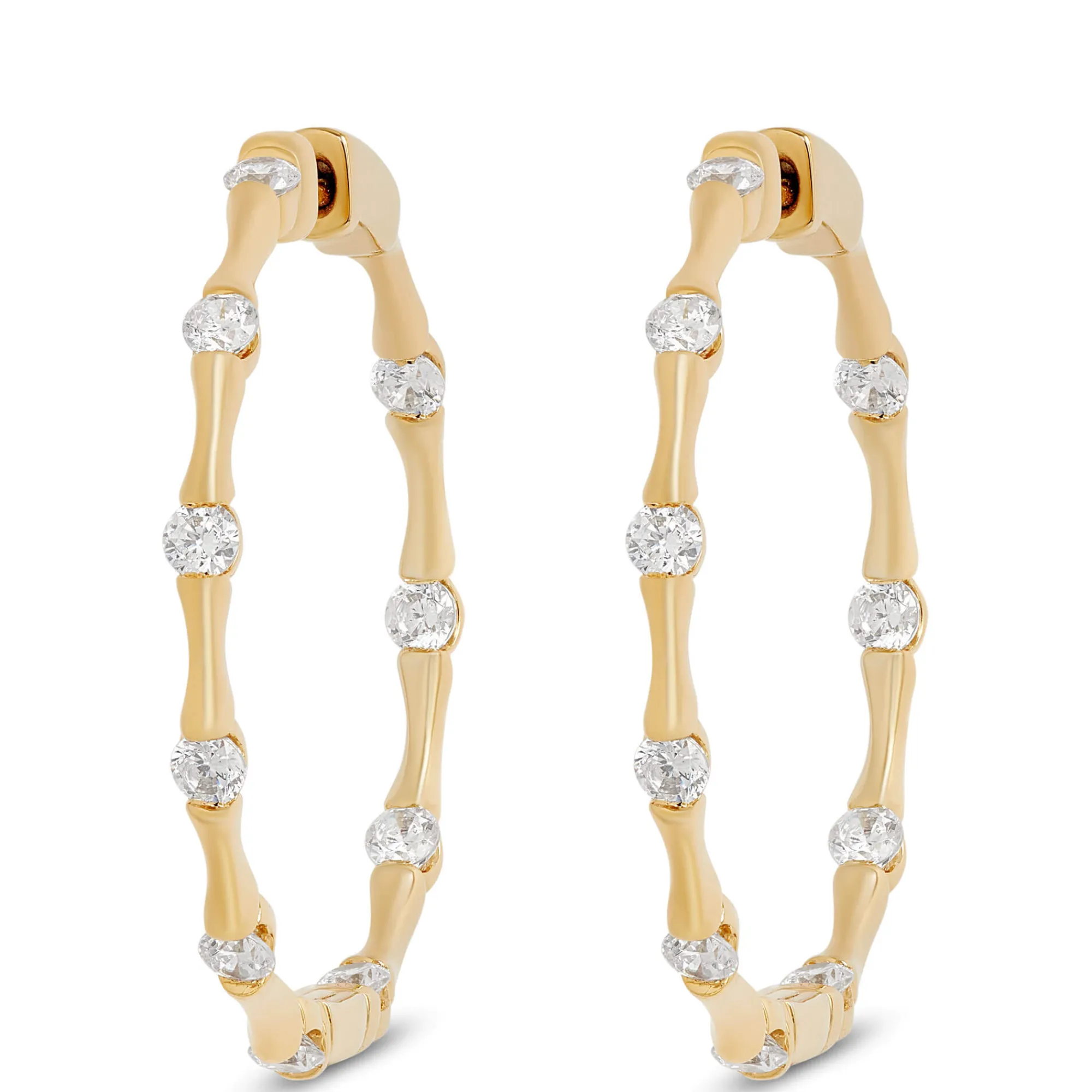 Signature Ben Bridge Diamond Inside-Out Hoops, 18K Yellow Gold Outlet