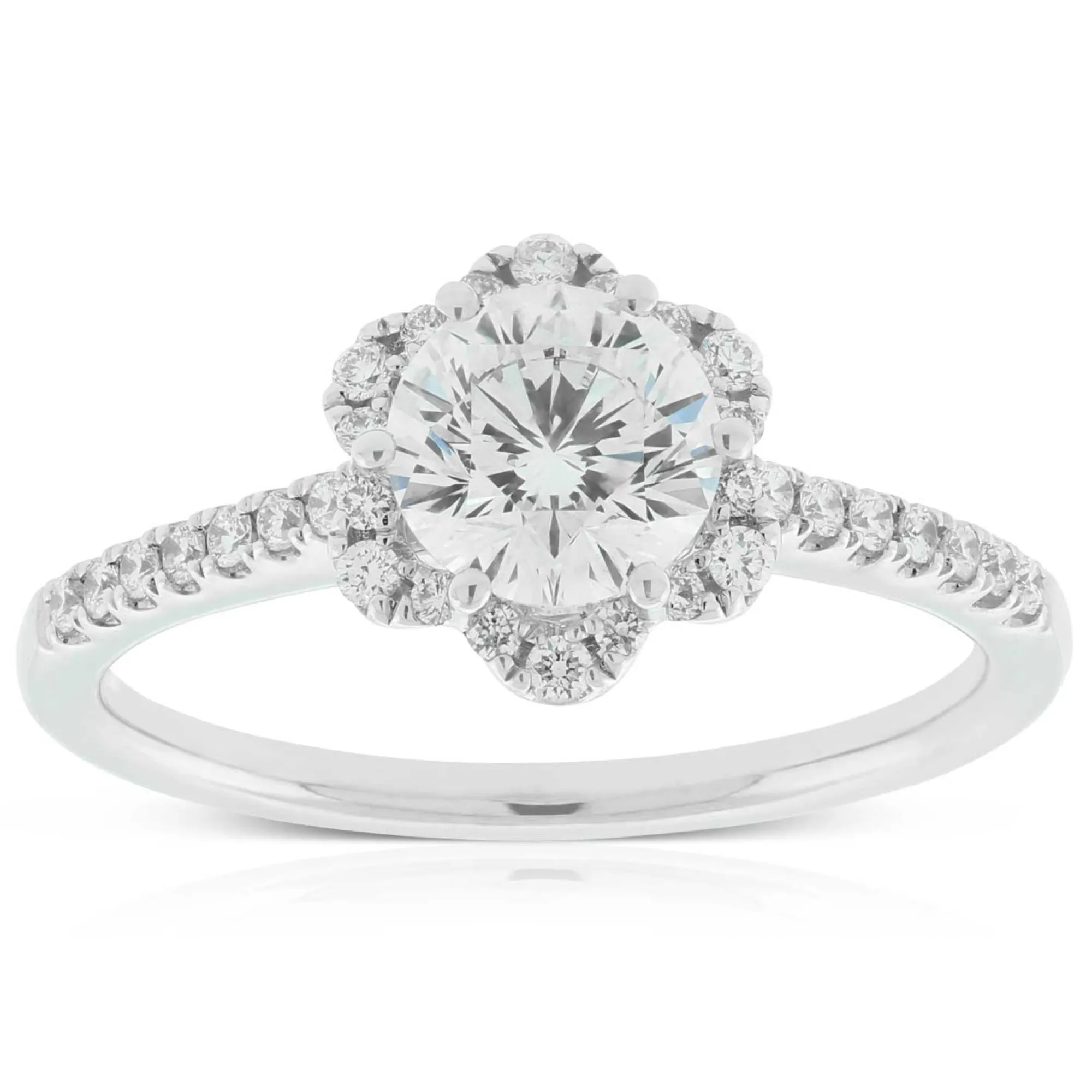 Signature Ben Bridge Diamond Floral Halo Ring 18K, 1 ct. Center