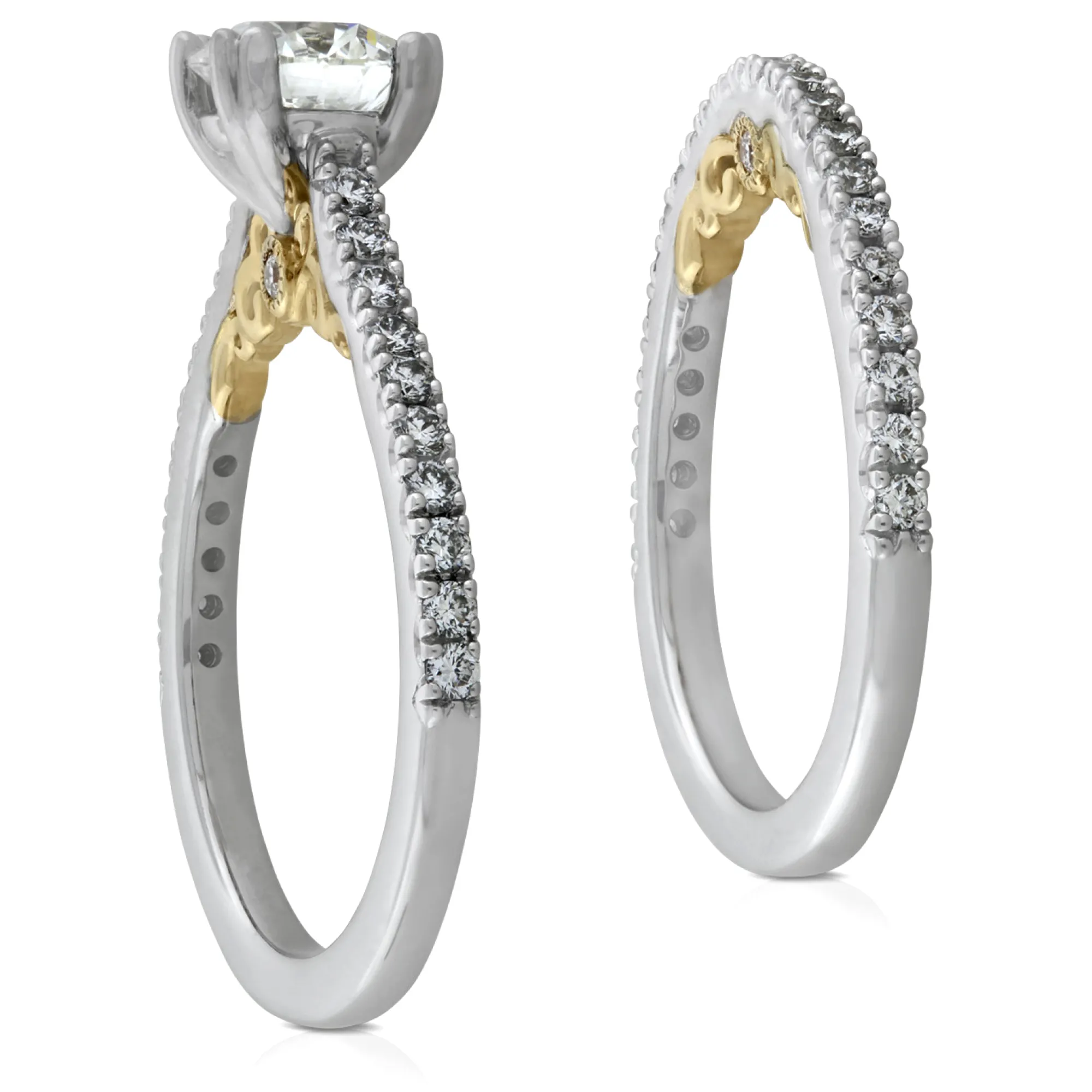 Signature Ben Bridge Diamond Two-Tone Bridal Set 18K New