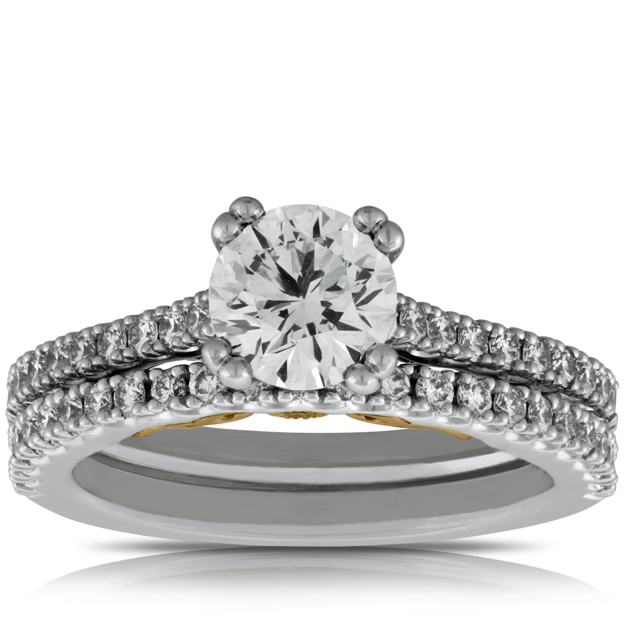 Signature Ben Bridge Diamond Two-Tone Bridal Set 18K New