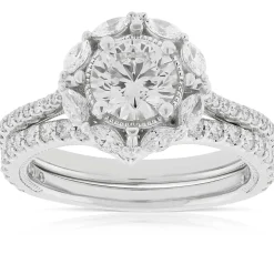 Signature Ben Bridge Diamond Marquise Halo Bridal Set 18K Online