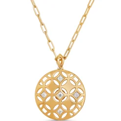 Signature Ben Bridge Diamond Pendant Necklace on Paperclip Chain, 18K Yellow Gold Outlet