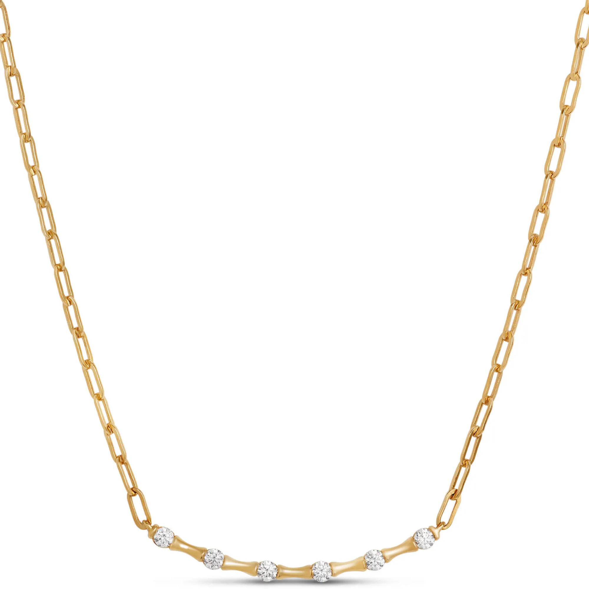Signature Ben Bridge Round Cut Diamond Paperclip Necklace, 18K Yellow Gold Discount