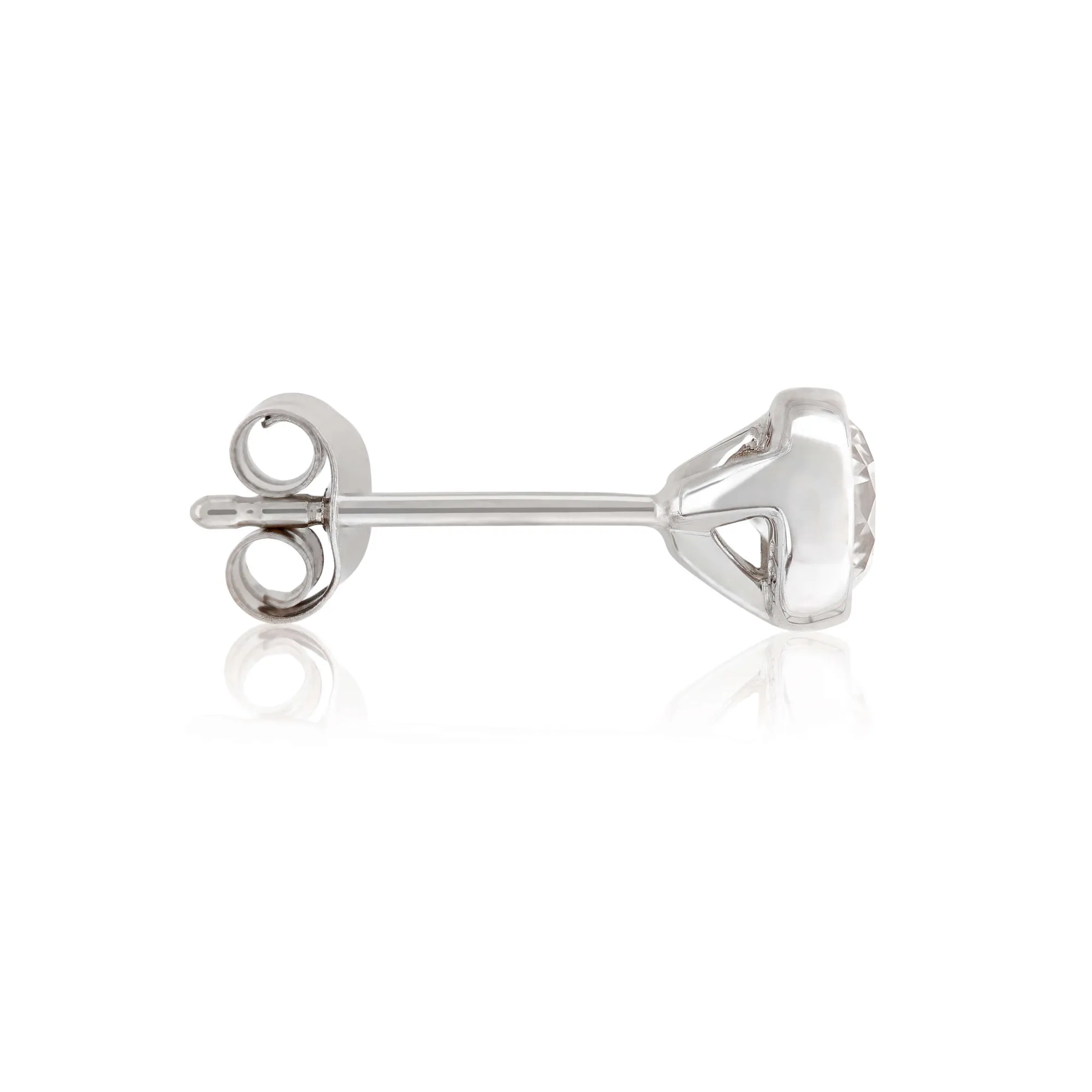 Bezel Set Classic Round Diamond Studs, 3/4 Carat, 14K White Gold Outlet
