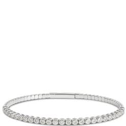 Bezel Set Diamond Bangle Bracelet, 14K White Gold