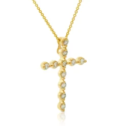 Bezel Set Diamond Cross Necklace 14K Clearance