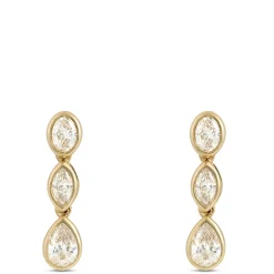 Bezel Set Diamond Drop Earrings, 14K Yellow Gold Sale