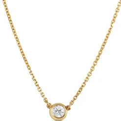 Bezel Set Diamond Pendant Necklace, 14K Yellow Gold Hot