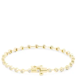 Bezel Set Diamond Tennis Bracelet, 7-inches, 14K Yellow Gold Clearance