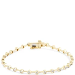 Bezel Set Diamond Tennis Bracelet, 7-inches, 14K Yellow Gold Clearance