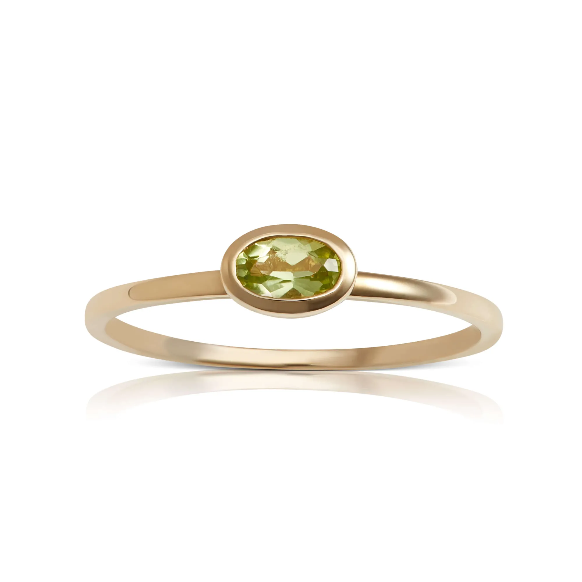 Bezel Set Oval Peridot Ring 14K Outlet