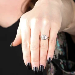 Bezel Set Princess Cut Diamond Ring in Platinum, 2.14 ct. Center Discount
