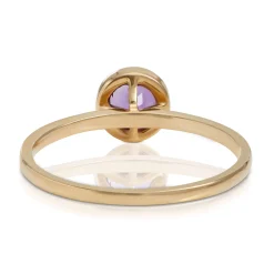 Bezel Set Round Amethyst Ring 14K New